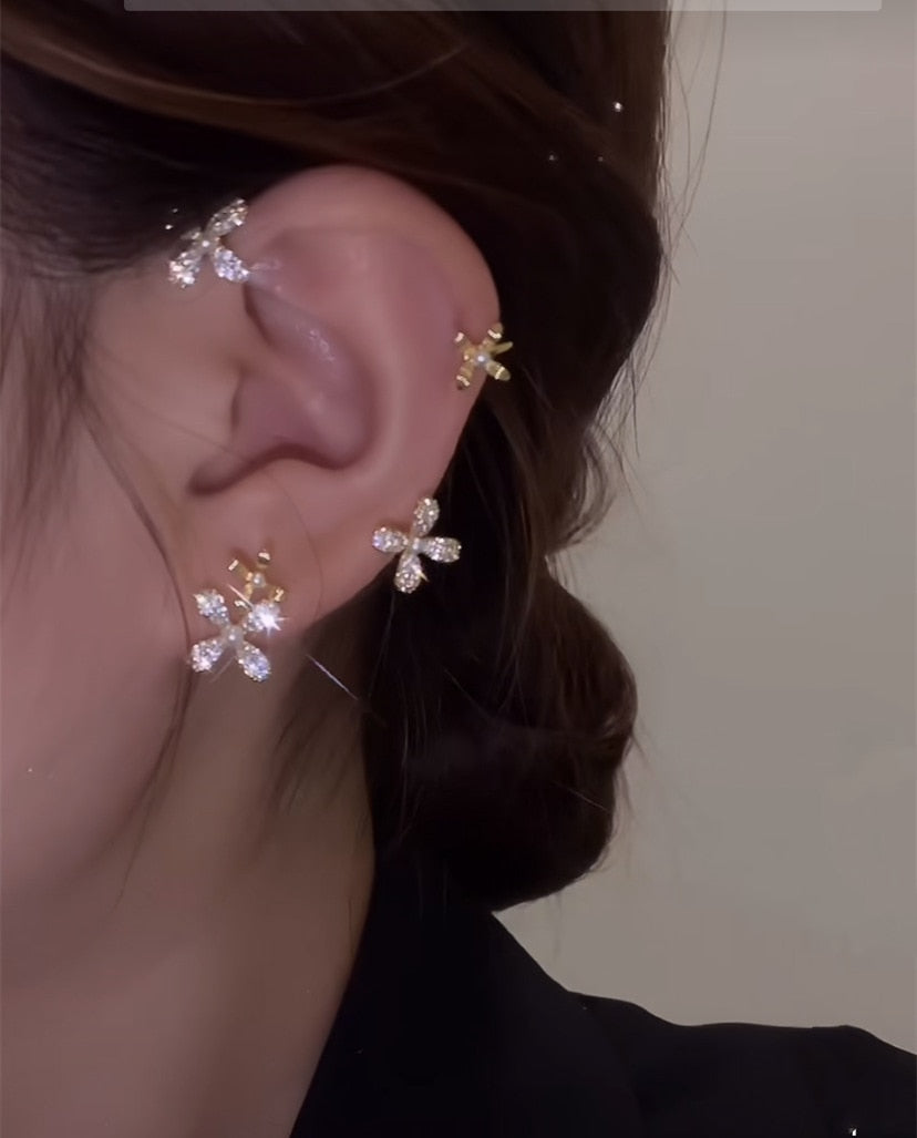 Shining Zircon Butterfly Ear Cuff Earrings for Women Girls Fashion 1pc Non Piercing Ear Clip Ear-hook Party Wedding Jewelry Gift 0 DailyAlertDeals J left ear gold  