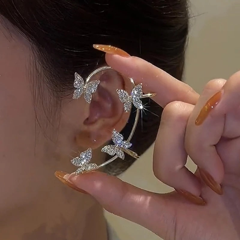 Shining Zircon Butterfly Ear Cuff Earrings for Women Girls Fashion 1pc Non Piercing Ear Clip Ear-hook Party Wedding Jewelry Gift 0 DailyAlertDeals   