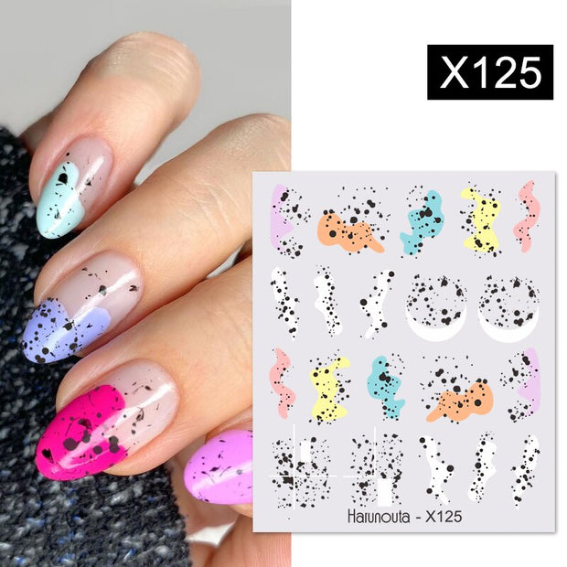 Harunouta Cool Geometrics Pattern Water Decals Stickers Flower Leaves Slider For Nails Spring Summer Nail Art Decoration DIY Nail Stickers DailyAlertDeals X125  