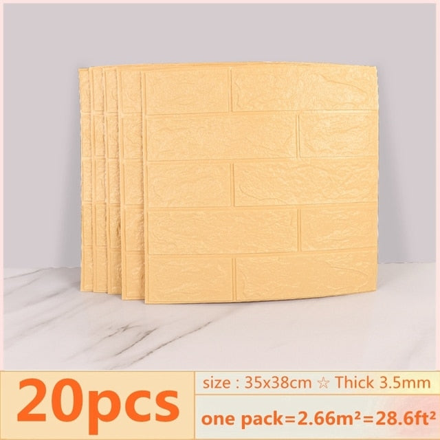20pcs 3D Wall Decal Wallpaper Living Room Bedroom TV Backdrop Decor XPE Foam Waterproof Wall Sticker Self Adhesive Brick Sticker 0 DailyAlertDeals 4 China 35x38cmx20pcs