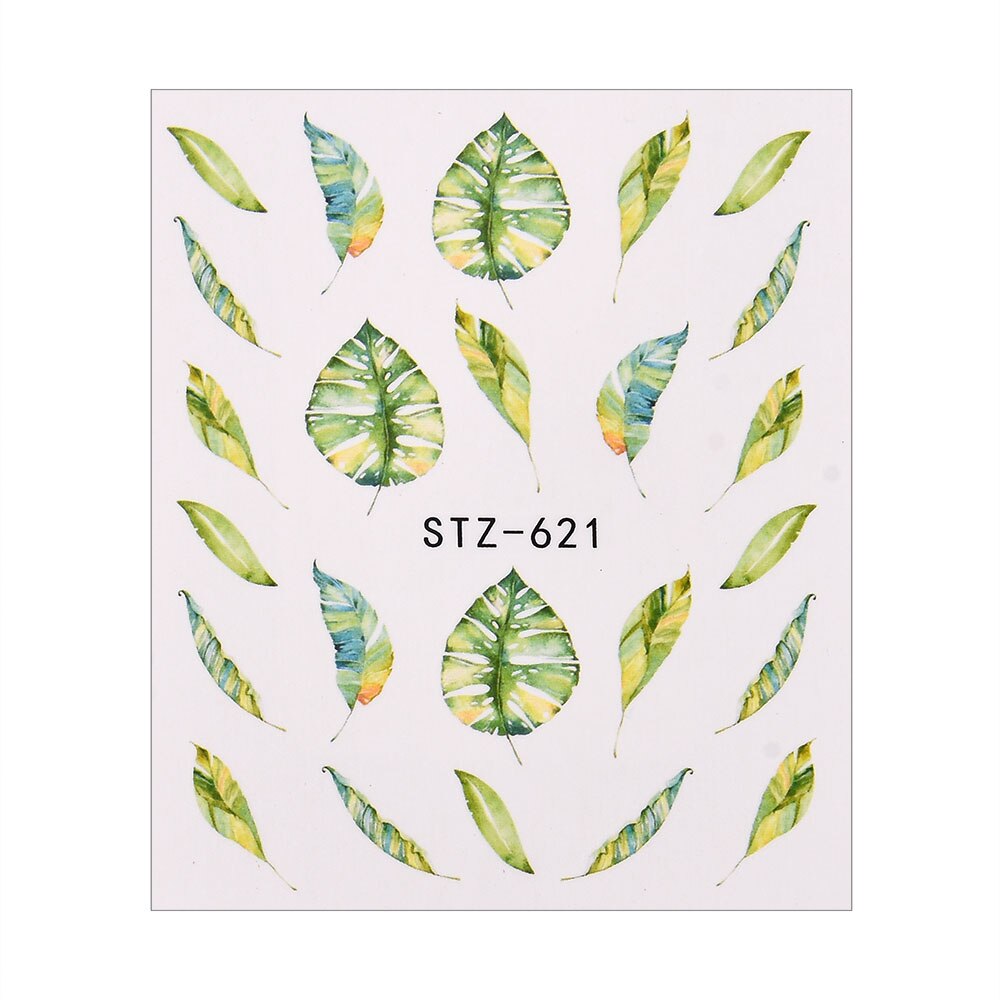 1/4 Pcs Simple Green Theme Nail Water Decal Stickers Summer DIY Slider For Manicuring Watercolor Flower Leaf Nail Art Watermark 0 DailyAlertDeals TA585  