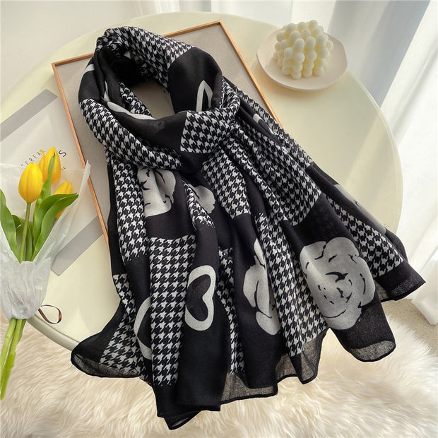 2022 New Design Brand Women Scarf Fashion Print Cotton Spring Winter Warm Scarves Hijabs Lady Pashmina Foulard Bandana Plaid 0 DailyAlertDeals M104-2 180x90cm 
