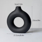 Nordic Ceramic Vase for Pampas Grass Donuts Flower Pot Home Decoration Accessories Office Living Room Interior Table Desk Decor Nordic Ceramic Vase DailyAlertDeals Black L China 