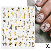 Harunouta 2022 NEW Gold Bronzing Slider Nail Art 3D Decals Decoration Flower Leaves Nail Art Sticker DIY Manicure Transfer Decal Nail Stickers DailyAlertDeals DH-01  
