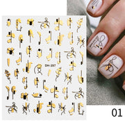 Harunouta Gold Leaf 3D Nail Stickers Spring Nail Design Adhesive Decals Trends Leaves Flowers Sliders for Nail Art Decoration 0 DailyAlertDeals D01  