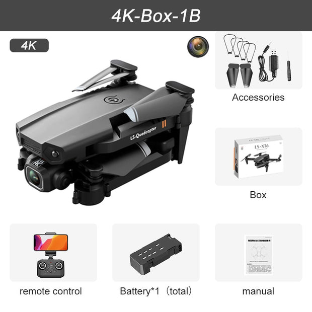XT6 Mini Drone 4K 1080P HD Camera WiFi Fpv Air Pressure Altitude Hold Foldable Quadcopter RC Dron Kid Toy Boys GIfts Mini Drone 4K 1080P HD Camera DailyAlertDeals 4K Box 1B USA 