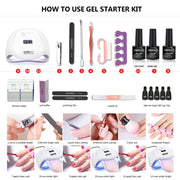 Manicure Set with Led Nail Lamp 120W Nail Set 30/20/10 Color UV Polish Gel Nail Kit Tools Set with Nail Drill Machine Nail files Electric Manicure Drill & Accessory DailyAlertDeals   