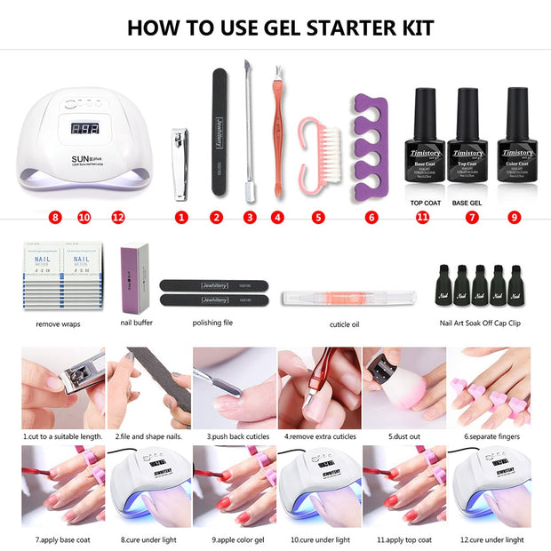 Manicure Set with Led Nail Lamp 120W Nail Set 30/20/10 Color UV Polish Gel Nail Kit Tools Set with Nail Drill Machine Nail files Electric Manicure Drill & Accessory DailyAlertDeals   