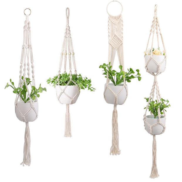 Macrame Handmade Plant Hanger Baskets Flower Pots Holder Balcony Hanging Decoration Knotted Lifting Rope Home Garden Supplies 0 DailyAlertDeals   
