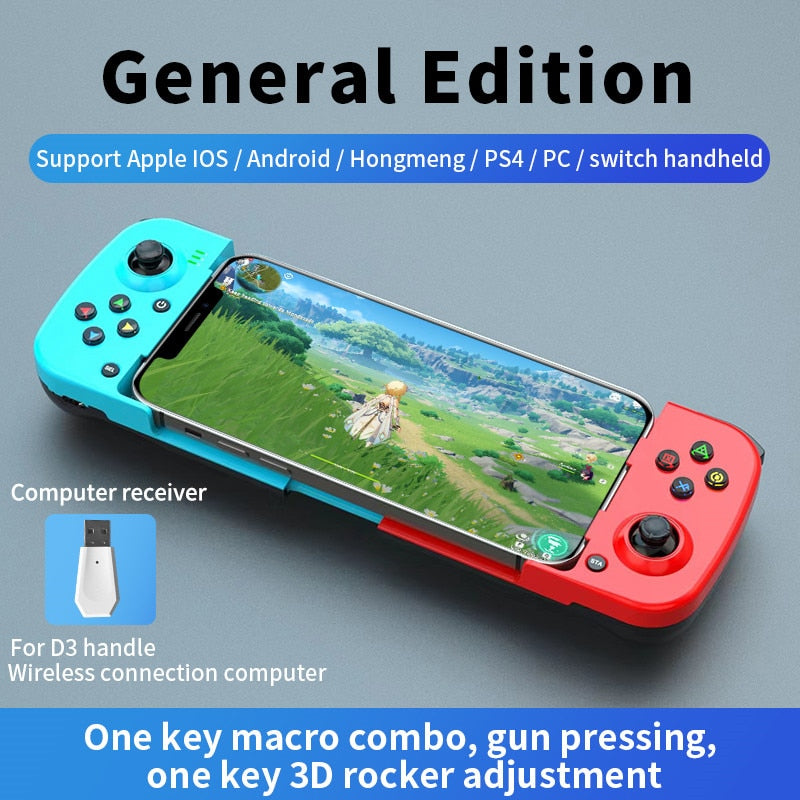 D3 Telescopic Mobile Phone Gamepad Bluetooth 5.0 Wireless Game Controller Joystick USB C for PUBG for PS4 for NS Switch Bluetooth Game Controller for Nintendo Switch DailyAlertDeals   