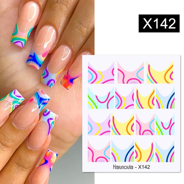 Harunouta  1Pc Spring Water Nail Decal And Sticker Flower Leaf Tree Green Simple Summer Slider For Manicuring Nail Art Watermark 0 DailyAlertDeals X142  