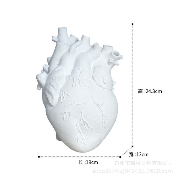 Heart Shape Flower Vase Resin Vase Dried Flower Container Vases Pots Body Sculpture Desktop Flower Pot Home Decoration Ornaments Nordic Ceramic Vase DailyAlertDeals white 24cm  