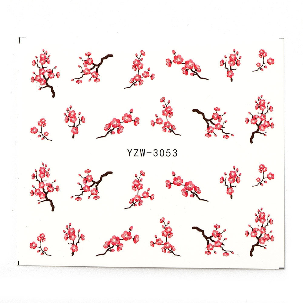 1Pcs Water Nail Decal and Sticker Flower Leaf Tree Green Simple Summer DIY Slider for Manicure Nail Art Watermark Manicure Decor 0 DailyAlertDeals HB920  