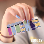 1sheet Korean Nail Polish Strips DIY Waterproof Nail Wraps Mixed Patterns Full Nail Patch Adhesive for Women Nail Art Stickers nail decal sticker DailyAlertDeals SQ1042  