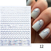 French 3D Nail Decals Stickers Stripe Line French Tips Transfer Nail Art Manicure Decoration Gold Reflective Glitter Stickers nail art DailyAlertDeals A12  