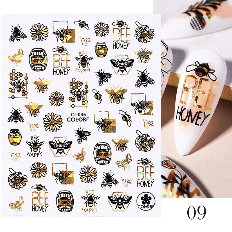Harunouta Gold Leaf 3D Nail Stickers Spring Nail Design Adhesive Decals Trends Leaves Flowers Sliders for Nail Art Decoration 0 DailyAlertDeals B09  