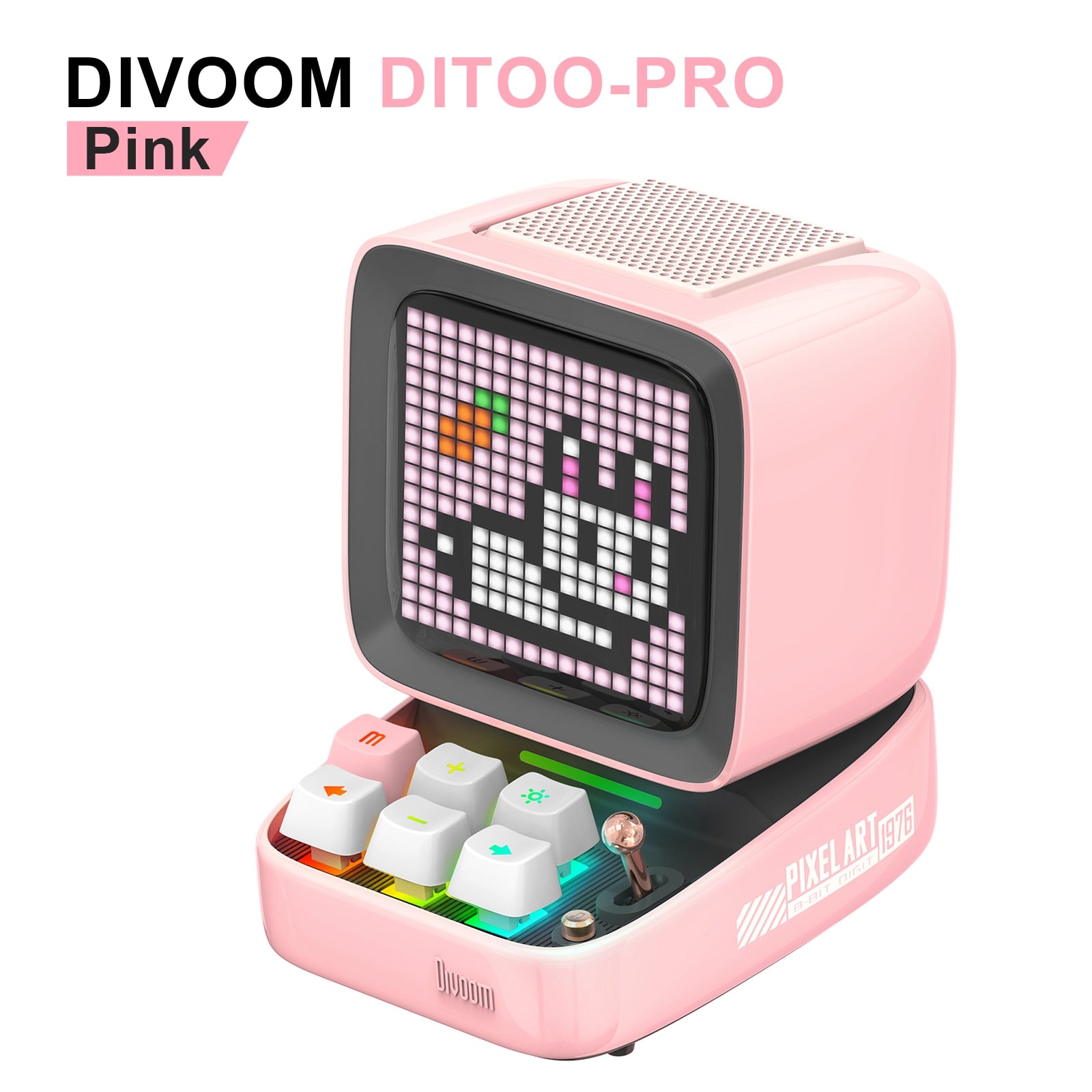 Divoom Ditoo-Pro Retro Pixel Art Bluetooth Portable Speaker Alarm Clock DIY LED Display Board, Cute Gift Home Light Decoration Bluetooth Portable Speaker DailyAlertDeals China Ditoo-Pro Pink Speaker