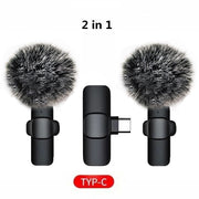 Wireless Lavalier Microphones & Systems Portable Audio Video Recording Mini Mic For iPhone Android Facebook Youtube Live Broadcast Gaming wiresless mircophone DailyAlertDeals TypeC 2in1 hairball  