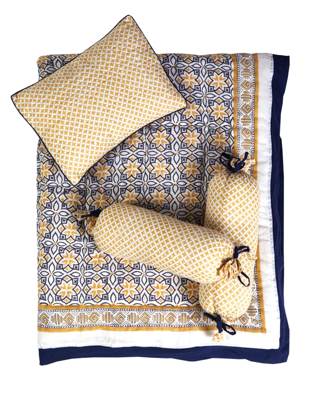 Seminyak Blue Crib Bedding Set (4-Piece) Gifts Ivory Meleager   