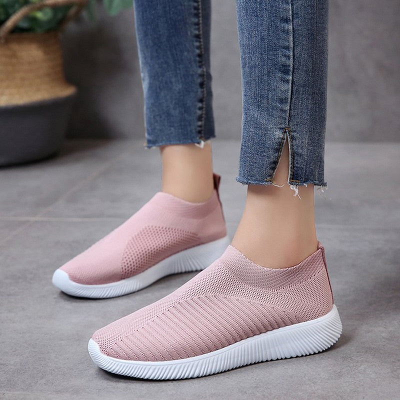 Rimocy Plus Size 46 Breathable Mesh Platform Sneakers Women Slip on Soft Ladies Casual Running Shoes Woman Knit Sock Shoes Flats  DailyAlertDeals   