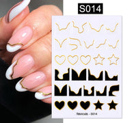 The New Heart Love Design Gold Sliver 3D Nail Art Sticker English Letter French Striping Lines Trasnfer Sliders Valentine Decor Nail Stickers DailyAlertDeals S014  