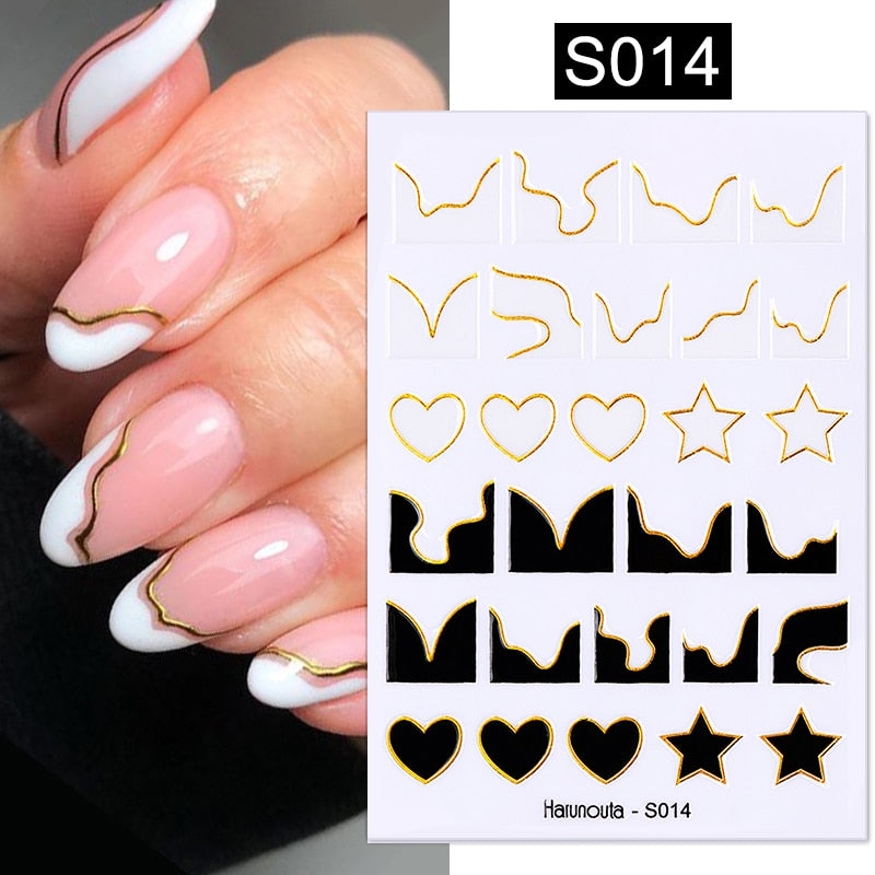 The New Heart Love Design Gold Sliver 3D Nail Art Sticker English Letter French Striping Lines Trasnfer Sliders Valentine Decor 0 DailyAlertDeals S014  