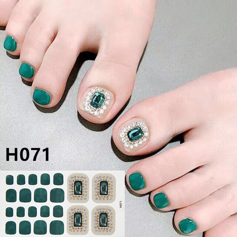 22tips Korea Toe Nail Sticker Wraps Adhesive Decals Toenail Polish Strips DIY Pedicure Foot Decals Manicure Women nail art DailyAlertDeals H071  