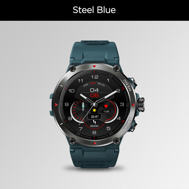 Zeblaze Stratos 2 GPS Smart Watch AMOLED Display 24h Health Monitor 5 ATM Long Battery Life Smartwatch for Men smart watch DailyAlertDeals Steel Blue  