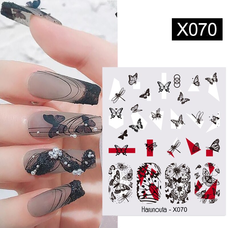 Harunouta Autumn Flowers Leaves Line Patter Nails Sticker Nail Art Decorations Decals Water Transfer Slider Foil Manicures Wraps 0 DailyAlertDeals X070  