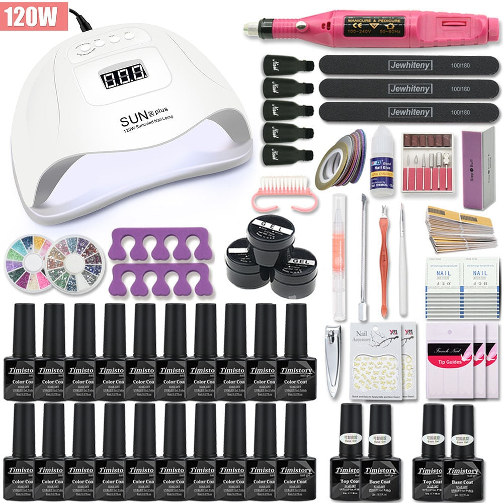Super Manicure Set for Nail Kit with led Nail lamp 20000RPM Nail drill Machine Nail Polish Kit Acrylic Kit Nail Art Tools Set Manicure Care Tool DailyAlertDeals 120W-20-MINI China 