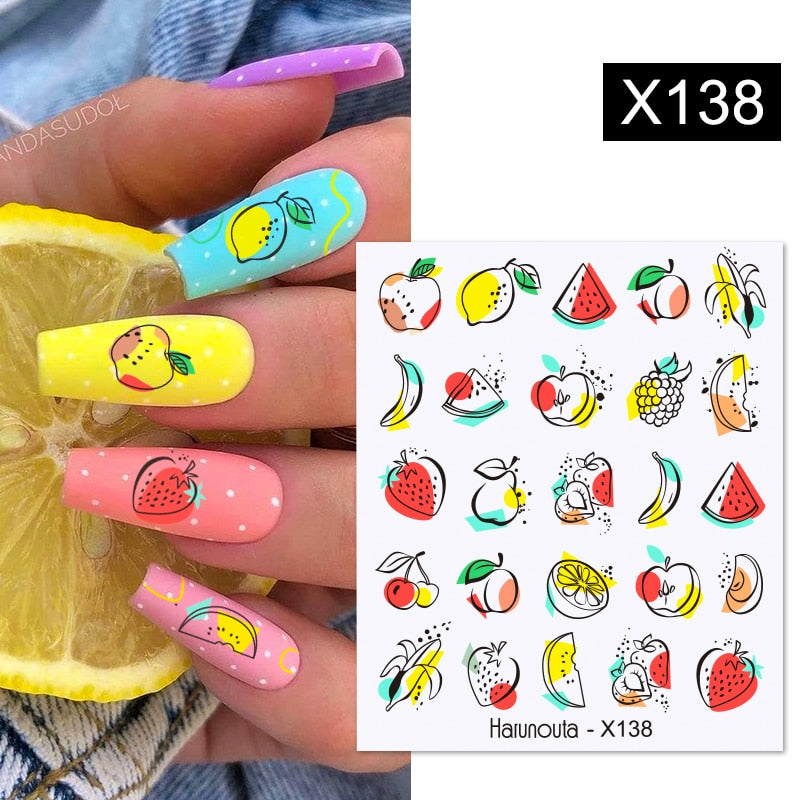 Spring Watercolor Nail Water Decal Stickers Flower Leaf Tree Green Simple Summer DIY Slider For Manicuring Nail Art Watermark Nail Stickers DailyAlertDeals X138  