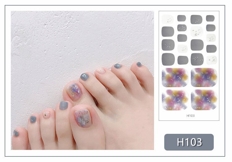 22tips Korea Toe Nail Sticker Wraps Adhesive Decals Toenail Polish Strips DIY Pedicure Foot Decals Manicure Women nail art DailyAlertDeals H103  