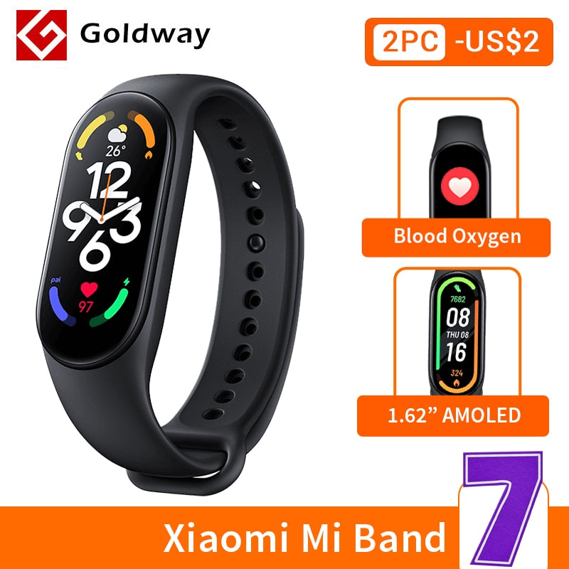 Xiaomi Mi Band 7 Smart Bracelet Fitness Tracker and Activity Monitor Smart Band 6 Color AMOLED Screen Bluetooth Waterproof Fitness Tracker and Activity Monitor Accessories DailyAlertDeals   