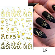 The New Heart Love Design Gold Sliver 3D Nail Art Sticker English Letter French Striping Lines Trasnfer Sliders Valentine Decor Nail Stickers DailyAlertDeals French 16  