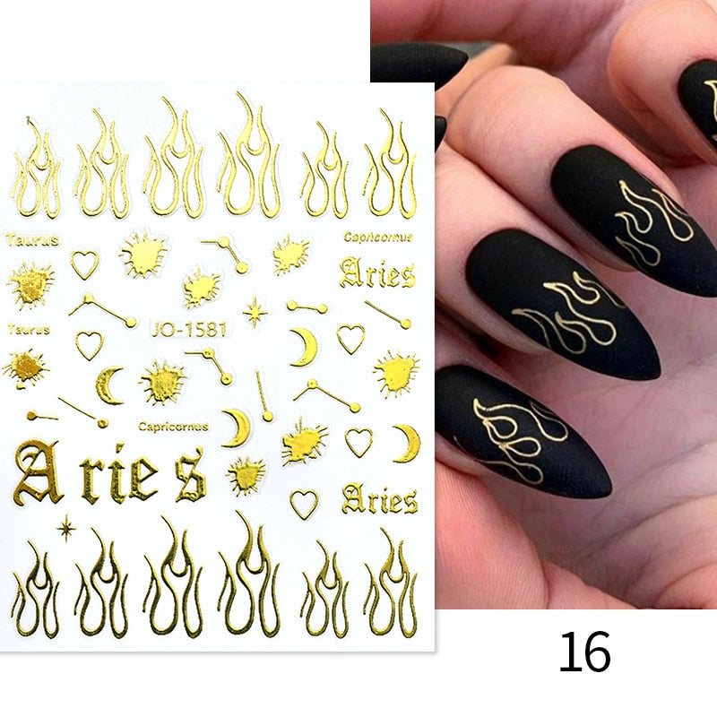 The New Heart Love Design Gold Sliver 3D Nail Art Sticker English Letter French Striping Lines Trasnfer Sliders Valentine Decor 0 DailyAlertDeals French 16  