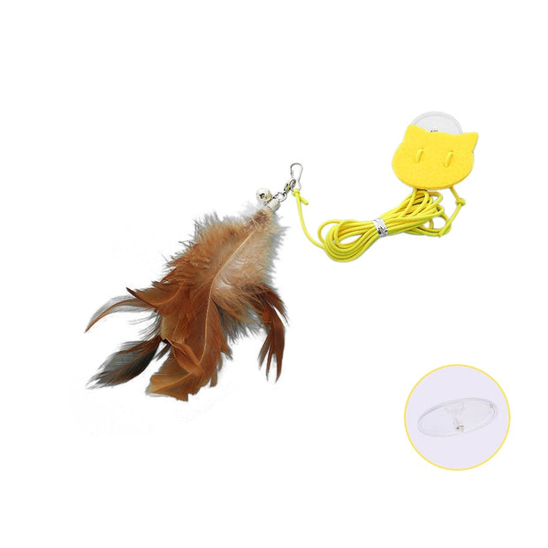 Interactive Hanging Cat Toy Simulation Cat Toy Funny Self-hey Interactive Toy for Kitten Playing Teaser Wand Toy Cat Supplies Hanging Cat Toy DailyAlertDeals Brown feather CN 