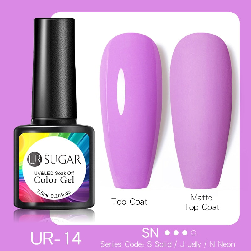 UR SUGAR 7.5ml Dark Purple Gel Nail Polish Soak Off UV LED Semi Permanent Gel Varnishes Manicure Nails Art Matte Top Coat Needed nail polish DailyAlertDeals neon 14  