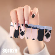 1sheet Korean Nail Polish Strips DIY Waterproof Nail Wraps Mixed Patterns Full Nail Patch Adhesive for Women Nail Art Stickers nail decal sticker DailyAlertDeals SQ1029  