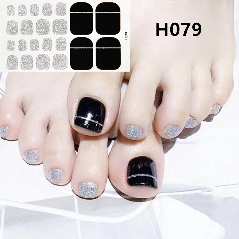 22tips Korea Toe Nail Sticker Wraps Adhesive Decals Toenail Polish Strips DIY Pedicure Foot Decals Manicure Women nail art DailyAlertDeals H079  