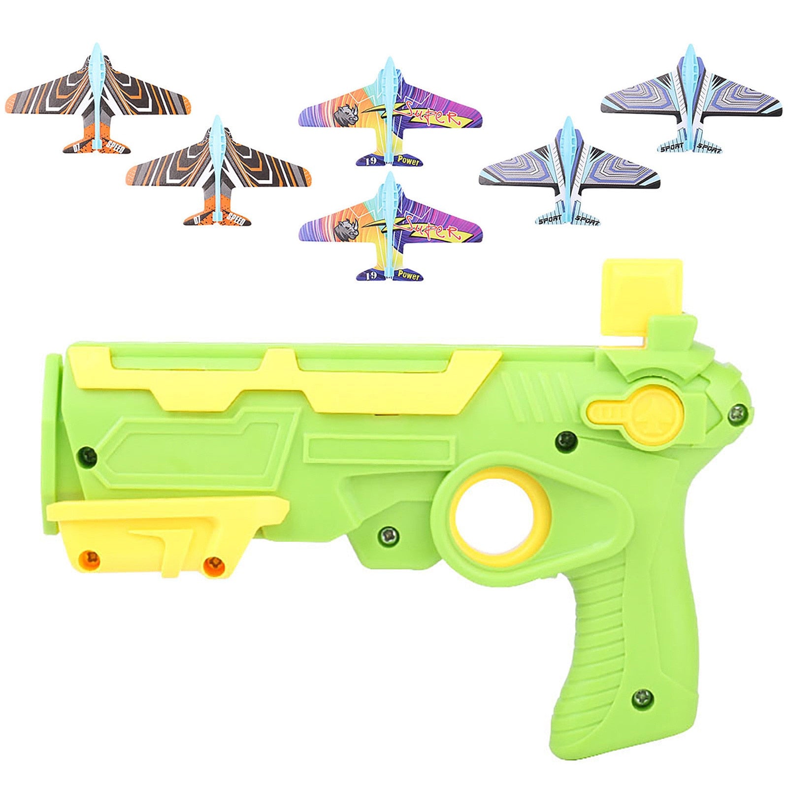 Airplane Launcher Toy Catapult Gun Toy With 6 Small Plane One-Click Ejection Shooting Gun Airplane Toys for Kids Boy Gift Airplane Launcher Bubble Catapult With 6 Small Plane Toy for children kids boy DailyAlertDeals China Green 