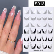 Harunouta French Line Pattern 3D Nail Art Stickers Fluorescence Color Flower Marble Leaf Decals On Nails  Ink Transfer Slider 0 DailyAlertDeals S018  