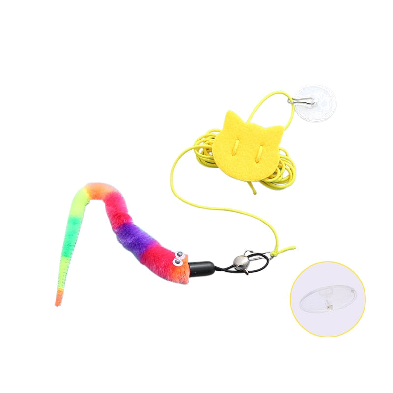 Interactive Hanging Cat Toy Simulation Cat Toy Funny Self-hey Interactive Toy for Kitten Playing Teaser Wand Toy Cat Supplies Hanging Cat Toy DailyAlertDeals Rainbow caterpillar CN 