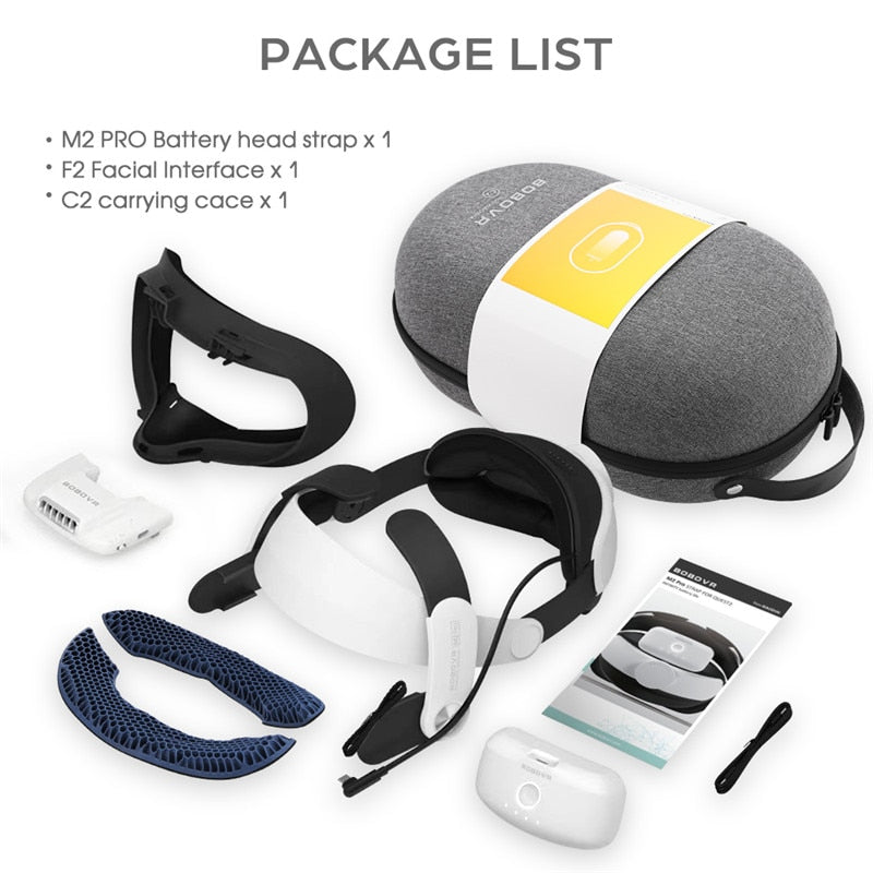BOBOVR M2 Pro Battery Head Strap For Oculus Quest 2 Elite Halo Strap with 5200mAh Battery Pack for Meta Quest2 VR Accessories Immersive VR for oculus DailyAlertDeals Poland set 3 