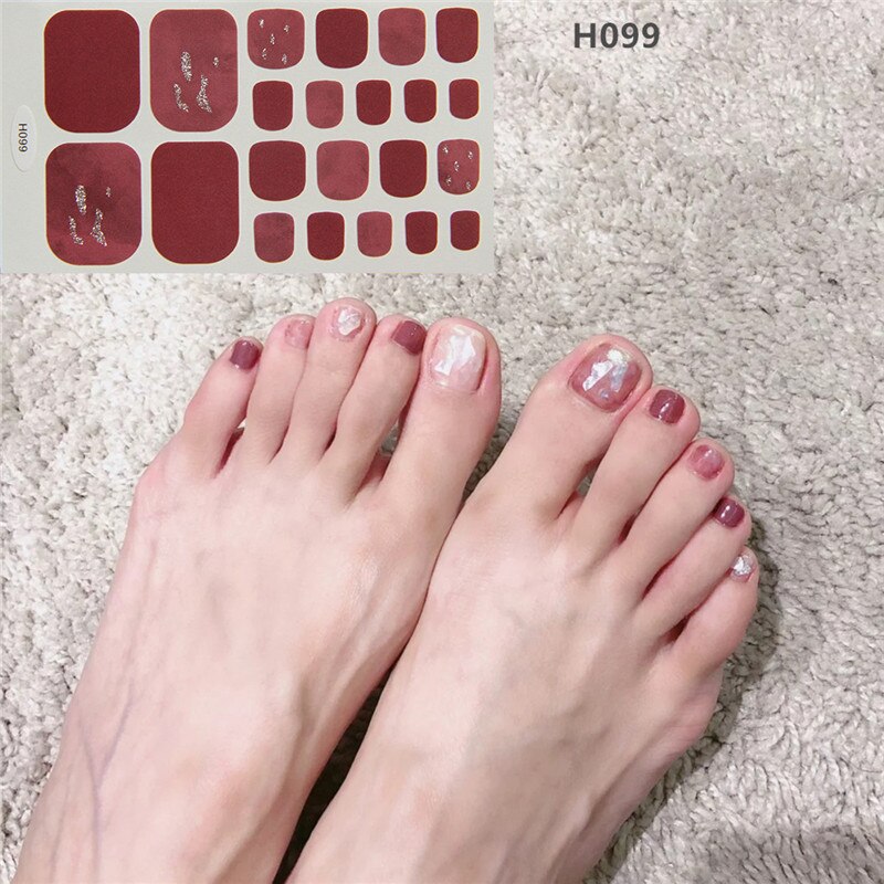 22tips Korea Toe Nail Sticker Wraps Adhesive Decals Toenail Polish Strips DIY Pedicure Foot Decals Manicure Women nail art DailyAlertDeals H099  
