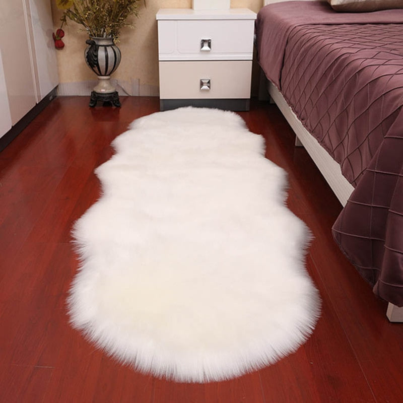 2023 New Plush Soft Sheepskin Bedroom Carpet Imitation Wool Pad Long Hair Bedside Mat Sofa Cushion Rugs Living Room Fur Carpet Carpets & Rugs DailyAlertDeals   