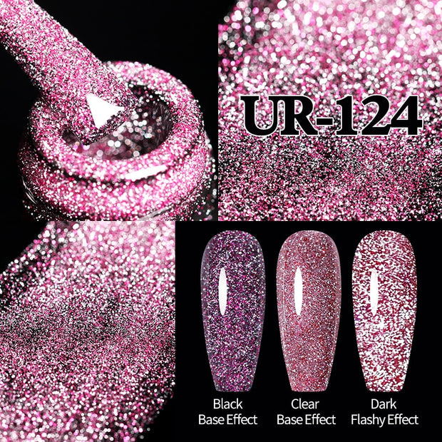 UR SUGAR Sparkling Gel Nail Polish Reflective Glitter Nail Gel Semi Permanent Nail Art Varnish For Manicures Need Base Top Coat 0 DailyAlertDeals Reflective 124  