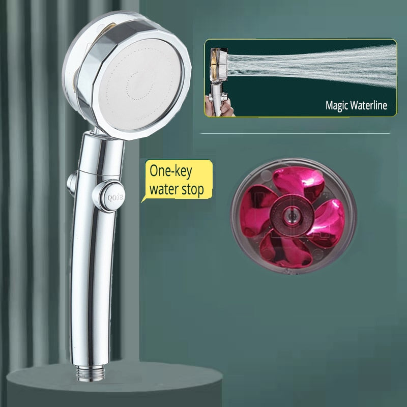 Strong Pressurization Spray Nozzle Water Saving  Rainfall 360 Degrees Rotating With Small Fan Washable Hand-held Shower Head Hand Shower DailyAlertDeals bent handle red  
