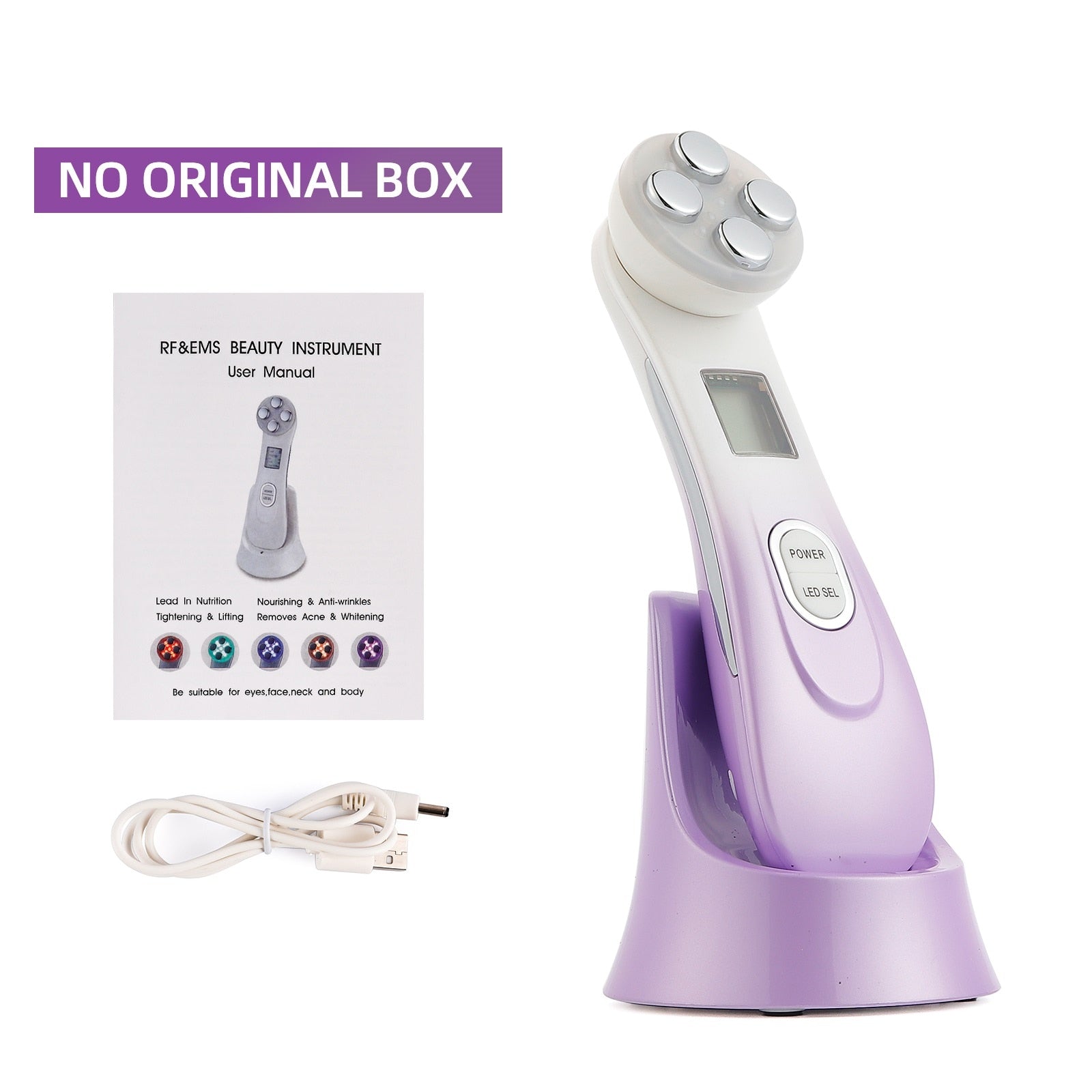 Facial Mesotherapy Electroporation RF Radio Frequency LED Photon Face Lifting Tighten Wrinkle Removal Skin Care Face Massager 0 DailyAlertDeals Gradient Purple China 