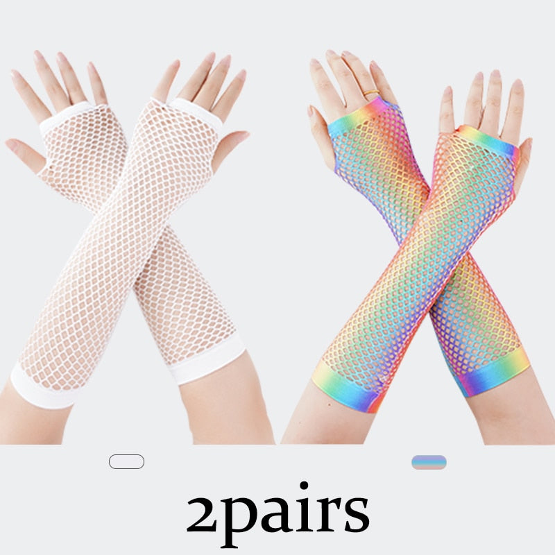 Stylish Long Black Fishnet Gloves Womens Fingerless Gloves Girls Dance Gothic Punk Rock Costume Fancy Gloves Fingerless Gloves DailyAlertDeals 2 pairs 1 One Size 