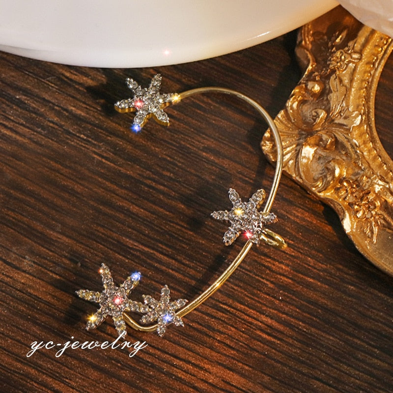 Shining Zircon Butterfly Ear Cuff Earrings for Women Girls Fashion 1pc Non Piercing Ear Clip Ear-hook Party Wedding Jewelry Gift 0 DailyAlertDeals C left ear gold  